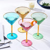 Colorful, Gold-Rimmed Crystal Martini Glasses — Set of 4