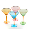 Colorful, Gold-Rimmed Crystal Martini Glasses — Set of 4