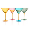 Colorful, Gold-Rimmed Crystal Martini Glasses — Set of 4