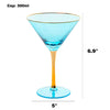 Colorful, Gold-Rimmed Crystal Martini Glasses — Set of 4